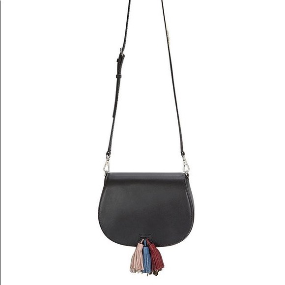 ⭐️ Rebecca Minkoff Sofia Multicolor Tassel Rainbow Black Leather Crossbody Bag - Picture 2 of 16